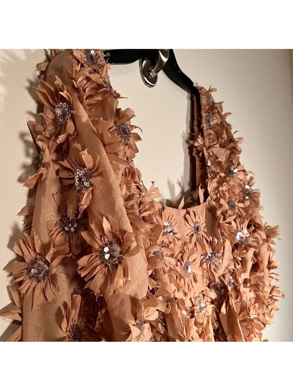 Storia Tan Floral Puff Sleeve Mini Dress - Picture 7 of 12